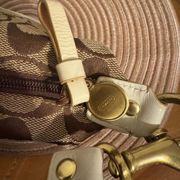 Coach Mini Handbag - Optic C Tan brown Stripe Leather Strap 90s Y2K - Picture 8 of 16